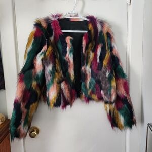 Multicolor Faux Fur Jacket By SHEIN